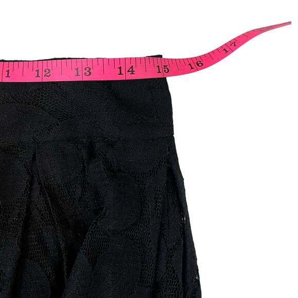 Loft Skirt Womens 4P Black Pleated Laced Overlay Tennis Style Back Zip Flirty - Picture 9 of 12